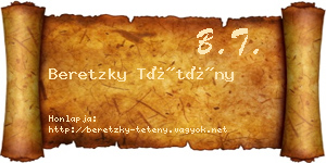 Beretzky Tétény névjegykártya